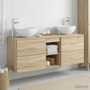 vidaXL Комплект шкафове за баня 3 бр. Дъб сонома 129 x 35 x 80 см (3405789)
