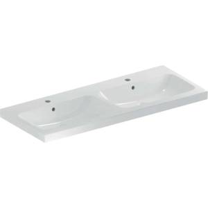 Geberit iCon - Двойна мивка 120x48 см, с преливник, 2 отвора за смесители, бяла 501.838. 00.1 (501.838.00.1)