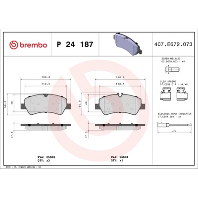 Sada brzdových platničiek kotúčovej brzdy BREMBO P 24 187