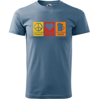 Dobrý Triko pánské tričko Peace Love beer Denim