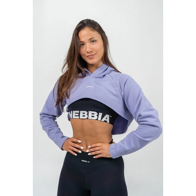Nebbia Crop mikina s dlouhým rukávem a kapucí GYM TIME 259 light purple