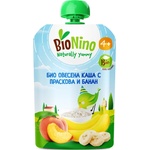 BioNino БИО плодова закуска с овесена каша, праскова и банан 4м+ 90 г