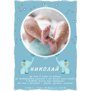 Takedstars Звездна карта - Детски 7 (Postervramka-40-w1)