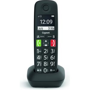 Gigaset Слушалка Gigaset E290HX с големи бутони и станция за зареждане, черна (S30852-H2961-B101) Телефонни апарати