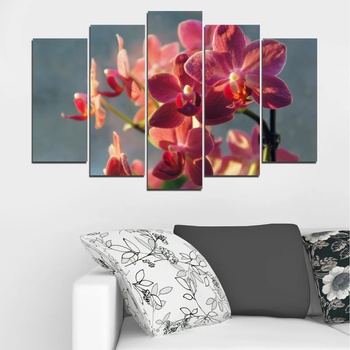 Vivid Home Картини пана Vivid Home от 5 части, Цветя, Канава, 110x65 см, Стандартна форма №0252