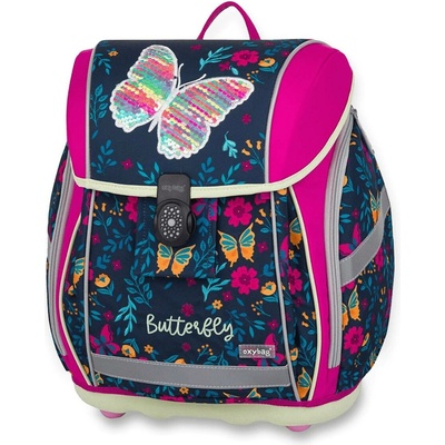 Oxybag Premium Light aktovka Motýl 2 růžová