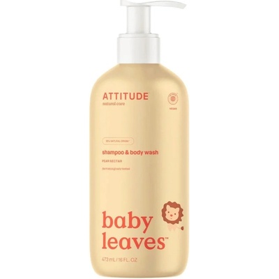 ATTITUDE Bio Spectra dětské tělové mýdlo a šampon (2 v 1) baby leaves s vůní hruškové šťávy 473 ml