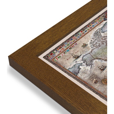 RayWorld Svět - nástěnná mapa Ray World Retro 136 x 92 cm Varianta: mapa v dřevěném rámu, Provedení: Pegi tmavý ořech