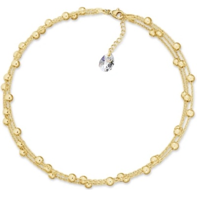 Swarovski Trojradová zlatá retiazka na nohu so slzou sel121