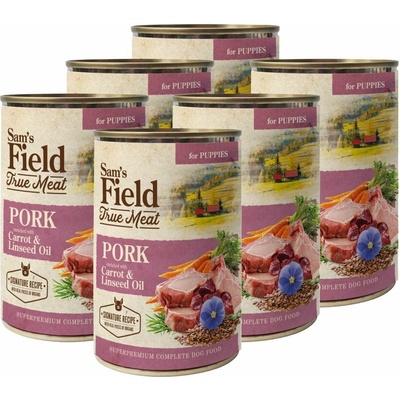 Sam's Field Puppy True Meat Pork Carrot & Linseed Oil 6 x 400 g