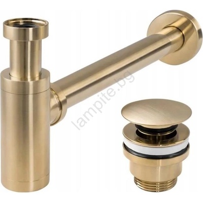 Rea Rea-a8586 - Сифон за мивка с click-clack изпускател, шлифовано златно покритие (re0138)