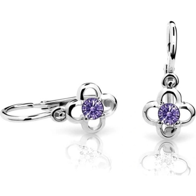 Cutie Jewellery detské náušnice z bieleho zlata C1944-10-X-2 fialová