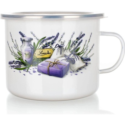 BANQUET Hrnček 14 cm s plast. viečkom LEVANDUĽA 1400 ml