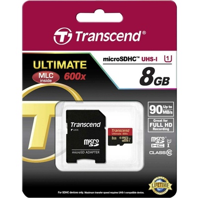 Transcend microSDHC 8GB UHS-I U1 + adapter TS8GUSDHC10U1