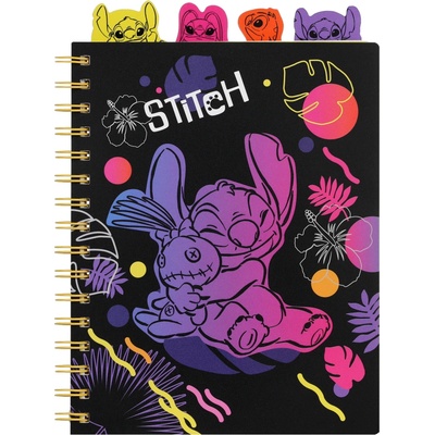 Coolpack Zápisník špirálový A5 so záložkami Stitch Black