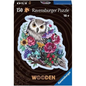 Ravensburger Дървен пъзел Ravensburger от 150 части - Мистериозната сова (17511)