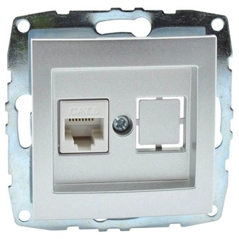 Image 1 of VITO РОЗЕТКА rj45 cat 6 ИНТЕРНЕТ МЕХ. mono despina СРЕБРО (mn-500-002105-125)