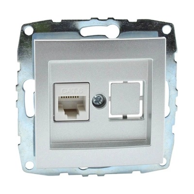 VITO РОЗЕТКА rj45 cat 6 ИНТЕРНЕТ МЕХ. mono despina СРЕБРО (mn-500-002105-125)
