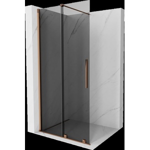 Mexen Velar плъзгаща се душ кабина Walk-in 75 x 200 cm, графит 8 mm, розово злато - 871-075-000-43-60 (871-075-000-43-60)