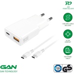 4smarts Захранване за ел. мрежа с USB-A и USB-C изходи с технология за бързо зареждане и USB-C към USB-C кабел (150 см) - 4smarts Slim Duos Mini PD Wall Charger 20W and USB-C Cable (бял) (541509)