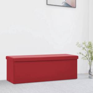 vidaXL Сгъваема табуретка за съхранение, виненочервена, PVC (338800)
