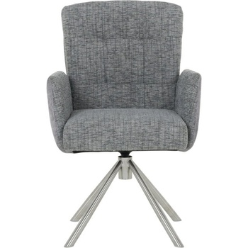 Carmen Трапезен стол Carmen KEILA, до 120кг, дамаска/еко кожа, метална база, въртене на 360°, сив (bt-3532270)