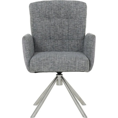 Carmen Трапезен стол Carmen KEILA, до 120кг, дамаска/еко кожа, метална база, въртене на 360°, сив (bt-3532270)