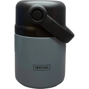 Nerthus 650 мл сив двустенен термос за храна с дръжка Nerthus