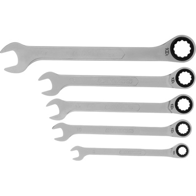 GROSS К-т гаечни ключове с тресчотка, комбинирани, CRV, 5 бр. 8- 17 мм Gross (14858)