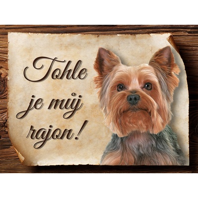 Sport hobby Cedulka Yorkšírský terier Tohle je můj rajon CP1298 15 x 11 cm