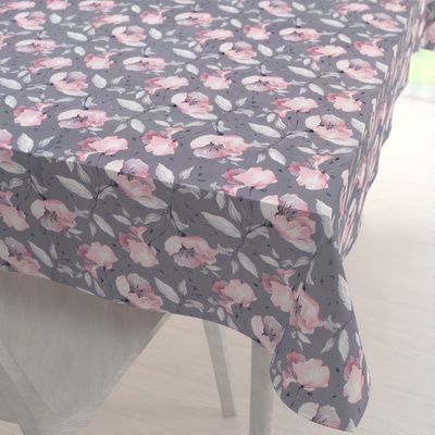 Biante Sametový ubrus Tamara TMR-013 Růžové květy na šedém 140x180 cm