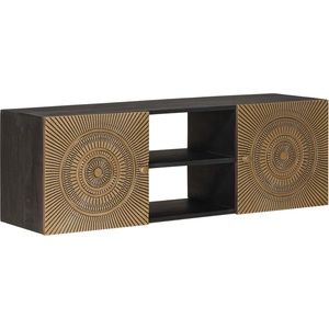 vidaXL ТВ шкаф с рафт със съхранение с врата Месинг 105 x 30 x 35 см (42020077)
