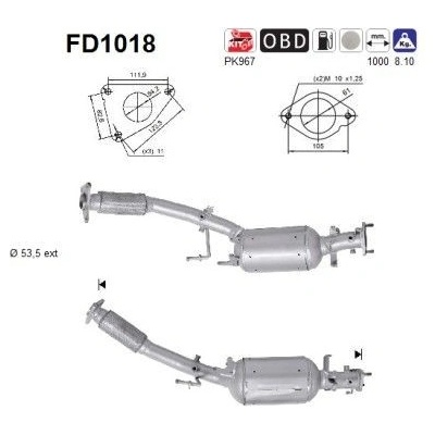 Filtr sazových částic, výfukový systém AS FD1018