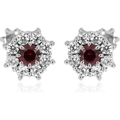 Zlatnictví U Kostela stříbrné náušnice červené kytičky 572čb