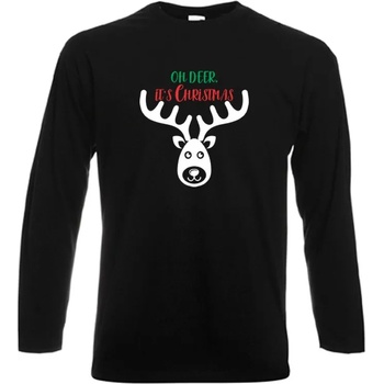 Мъжка бяла или черна тениска с дълъг ръкав Oh Deer it's Christmas