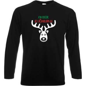  Мъжка бяла или черна тениска с дълъг ръкав Oh Deer it's Christmas