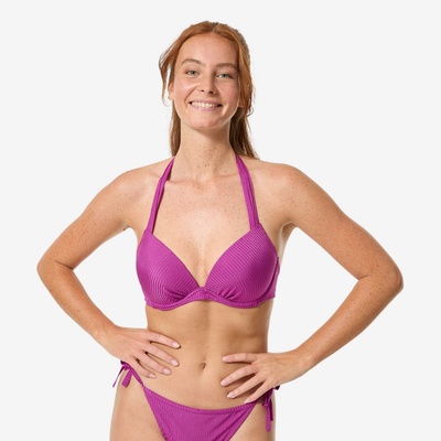 Decathlon Vrchný diel dámskych plaviek Elena Folk s push-up efektom fialový