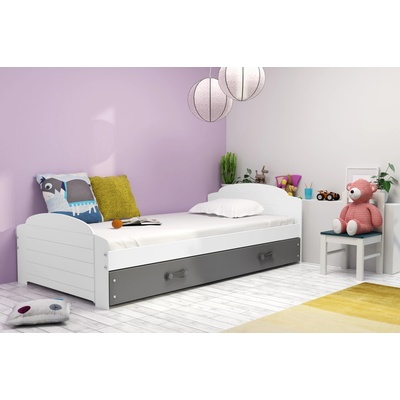 Interbeds Lili 2 biela s matracom a šuplíkom grafitová
