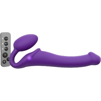 Strap On Me Вибрираща каишка M Violet с дистанционно управление (24, 2 см)