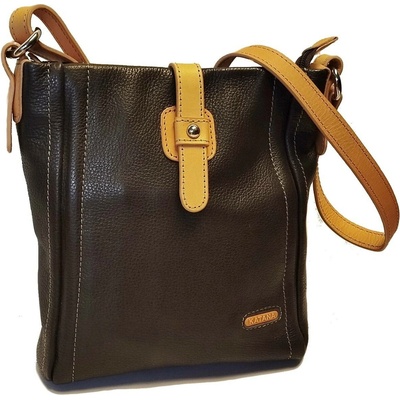 Katana 83511-08 malá kožená crossbody kabelka tm.hnědá/camel