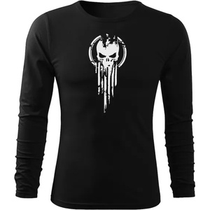 DRAGOWA FIT-T Тениска с дълъг ръкав Skull, черна, 160 г/м2 (5653)