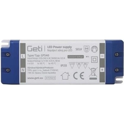 Geti Napájecí zdroj spínaný pro LED pásky 40W/12V IP20 TI0187