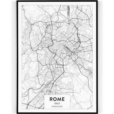 Plakát / Obraz Mapa Rome Pololesklý saténový papír A4 - 21 x 29,7 cm