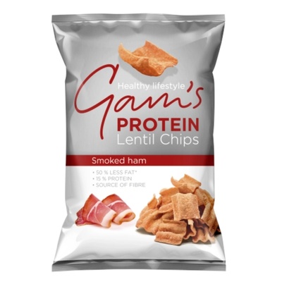 Gam's Протеинови чипсове от леща с вкус на пушена шунка, 65гр