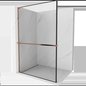 Mexen Kioto+ L душ преграда с рафт Walk-in 110 x 200 cm, черна рамка, розово злато - 800-110-123-60-70 (800-110-123-60-70)