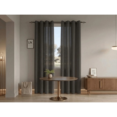 Textilomanie Závěs TAVIO 140x250 cm, šedohnědý Zavěšení: Kovové kroužky