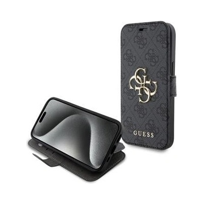 Guess knižka Apple iPhone 15 šedé