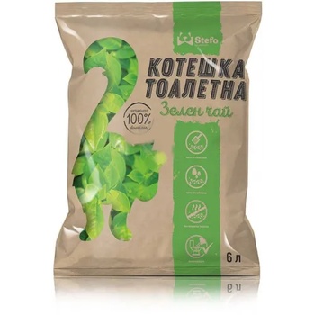 STEFO Green Tea - екологична котешка тоалетна от соя 6 литра - аромат зелен чай 68969