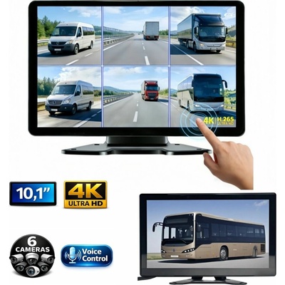 Dotykový monitor do auta 10,1" s 4K + nahrávaním na SD kartu + podpora až 6 kamier