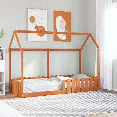 zahrada-XL 850691 Dětská domečková postele voskově hnědá masiv borovice